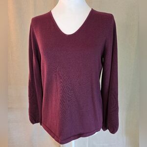 Chicos Sz 0 Burgundy V-Neck Sweater